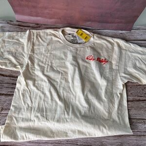 Cream T-Shirt with Red Embroidery